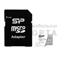 Карта памяти MicroSD 64 Гб Silicon Power Class 10  Superior  + SD адаптер